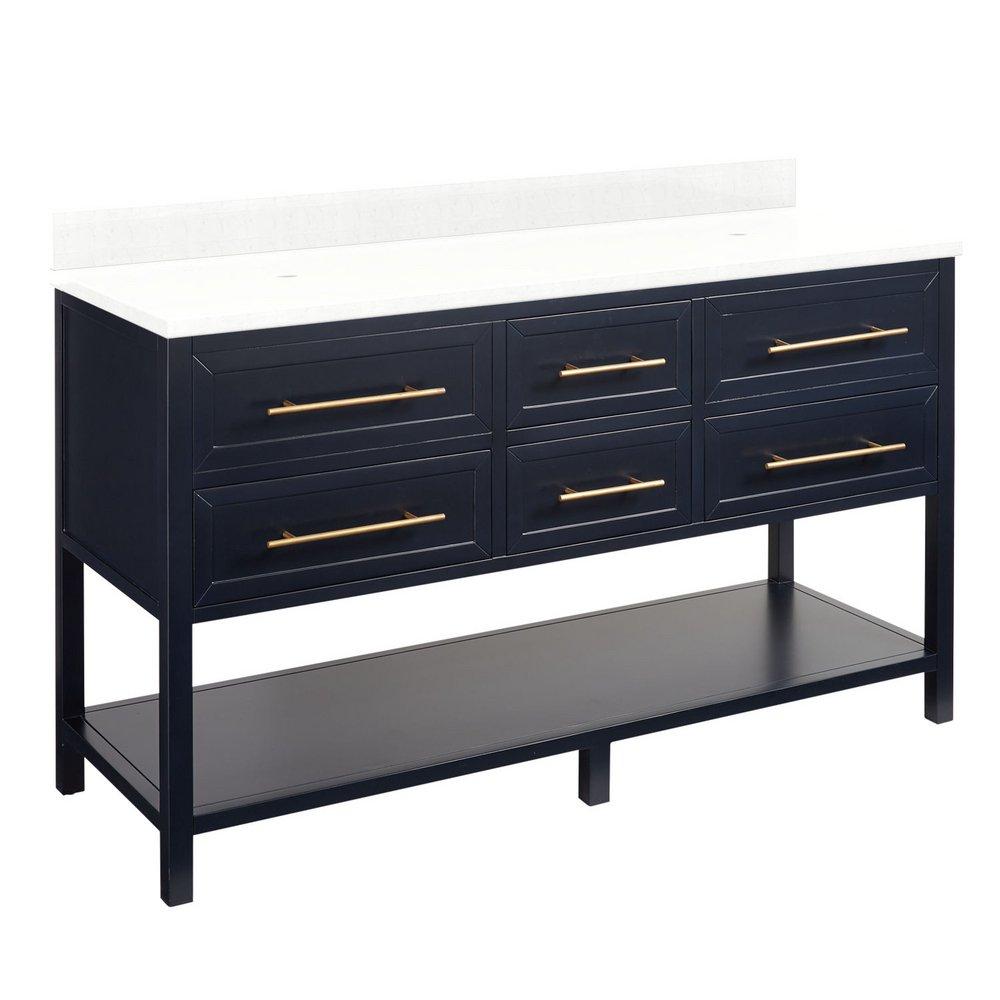 Signature Hardware Midnight Navy Blue 60 in. Floor Mount Vanity 