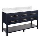 Signature Hardware Midnight Navy Blue 60 in. Floor Mount Vanity 