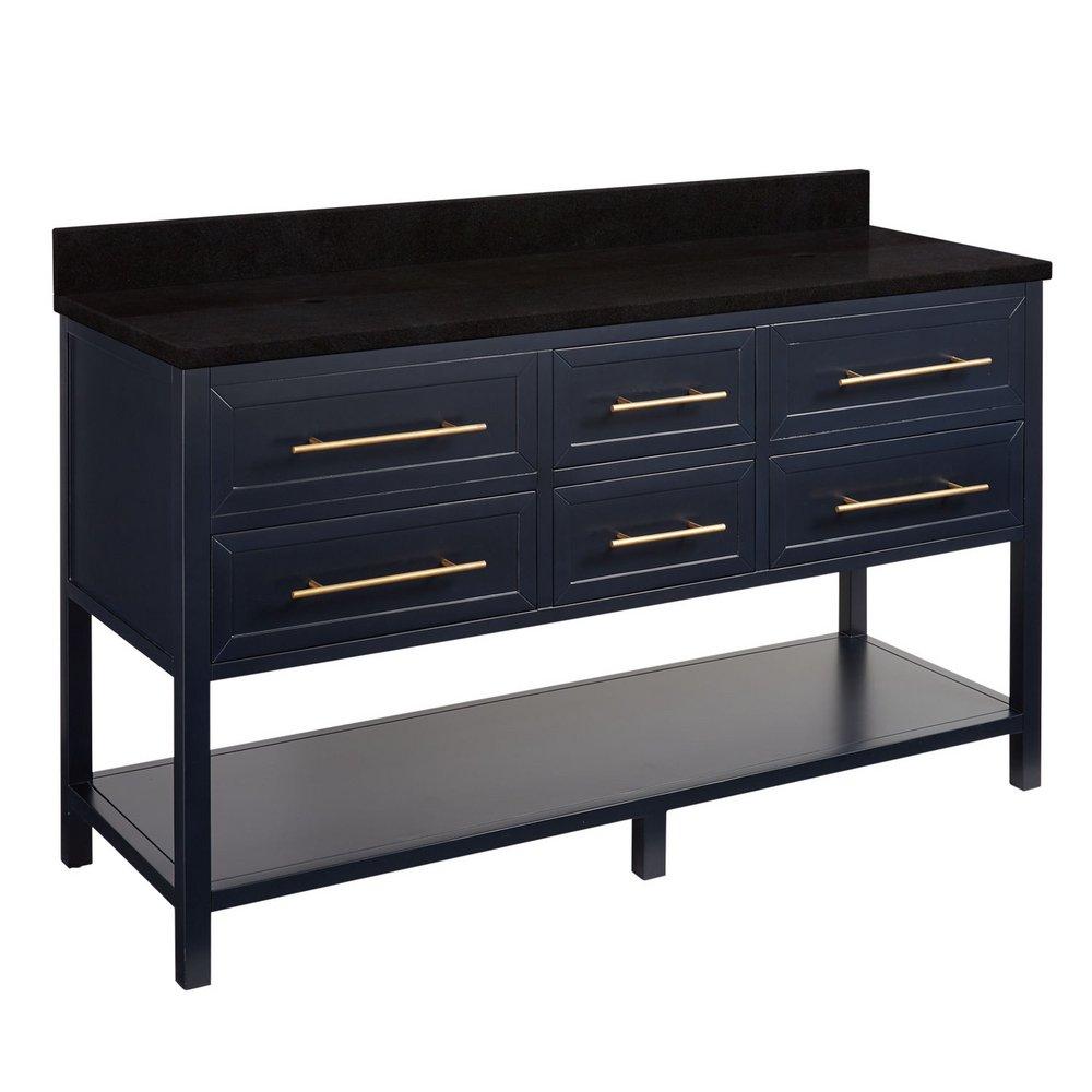 Signature Hardware Midnight Navy Blue 60 in. Floor Mount Vanity 