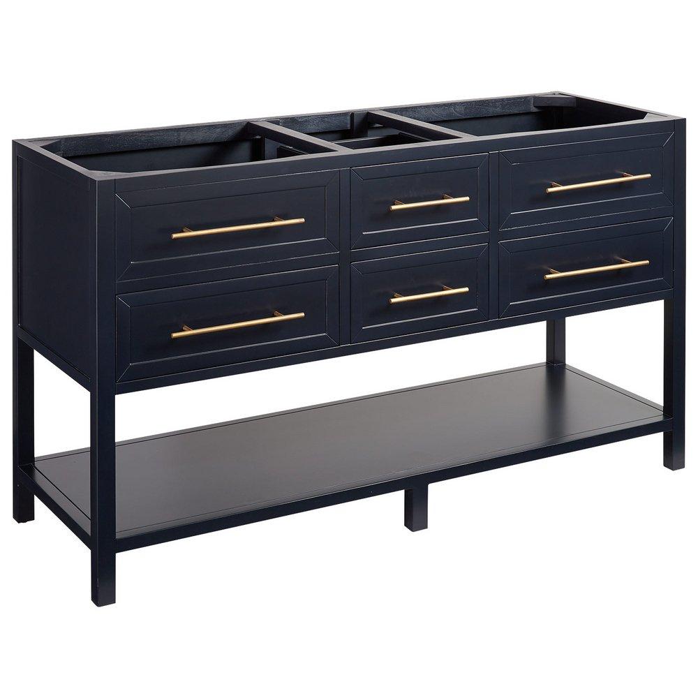 Signature Hardware Midnight Navy Blue 60 in. Floor Mount Vanity 