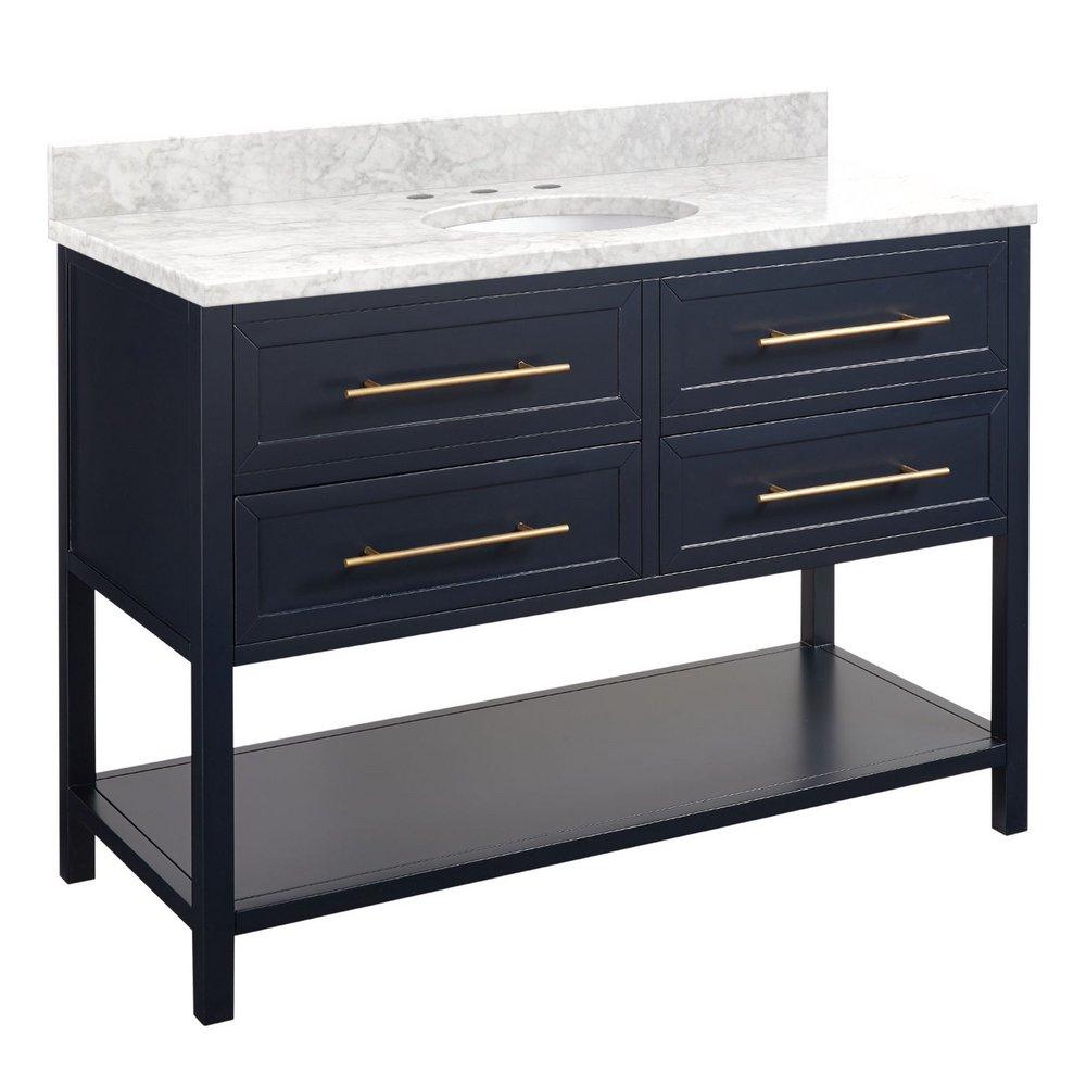 Signature Hardware Midnight Navy Blue 48 in. Floor Mount Vanity 