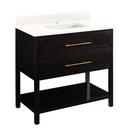 Signature Hardware Black 36 in. Floor Mount Vanity in Black with Arctic White 