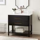 Signature Hardware Black 36 in. Floor Mount Vanity in Black with Arctic White 