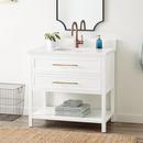 Signature Hardware Bright White 36 in. Floor Mount Vanity in White with Arctic White 