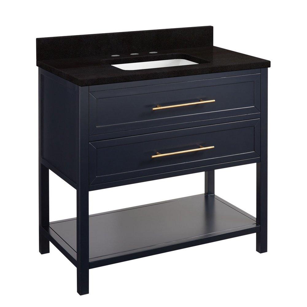Signature Hardware Midnight Navy Blue 36 in. Floor Mount Vanity 