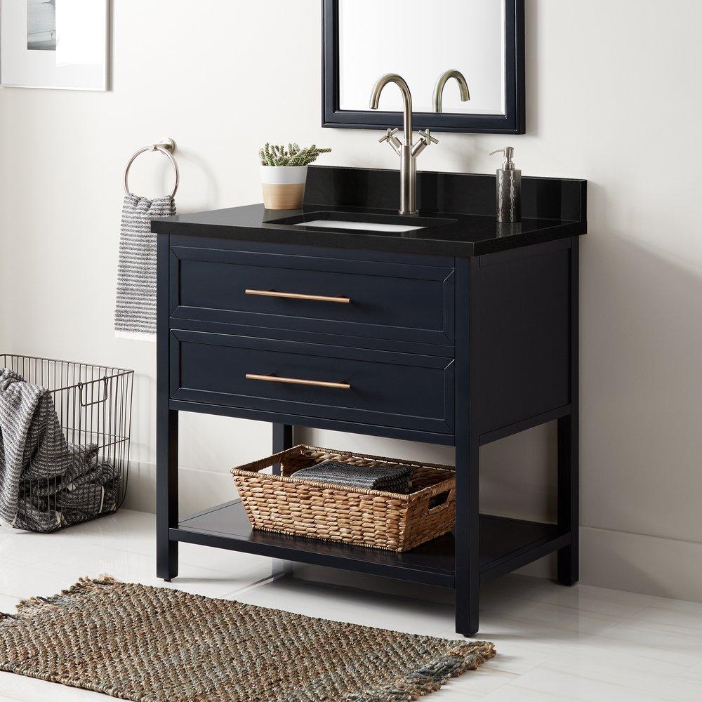 Signature Hardware Midnight Navy Blue 36 in. Floor Mount Vanity 