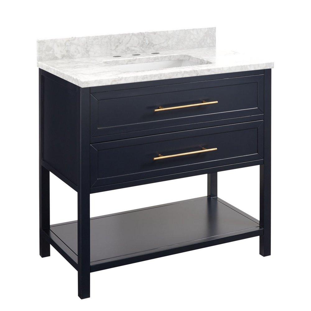 Signature Hardware Midnight Navy Blue 36 in. Floor Mount Vanity 