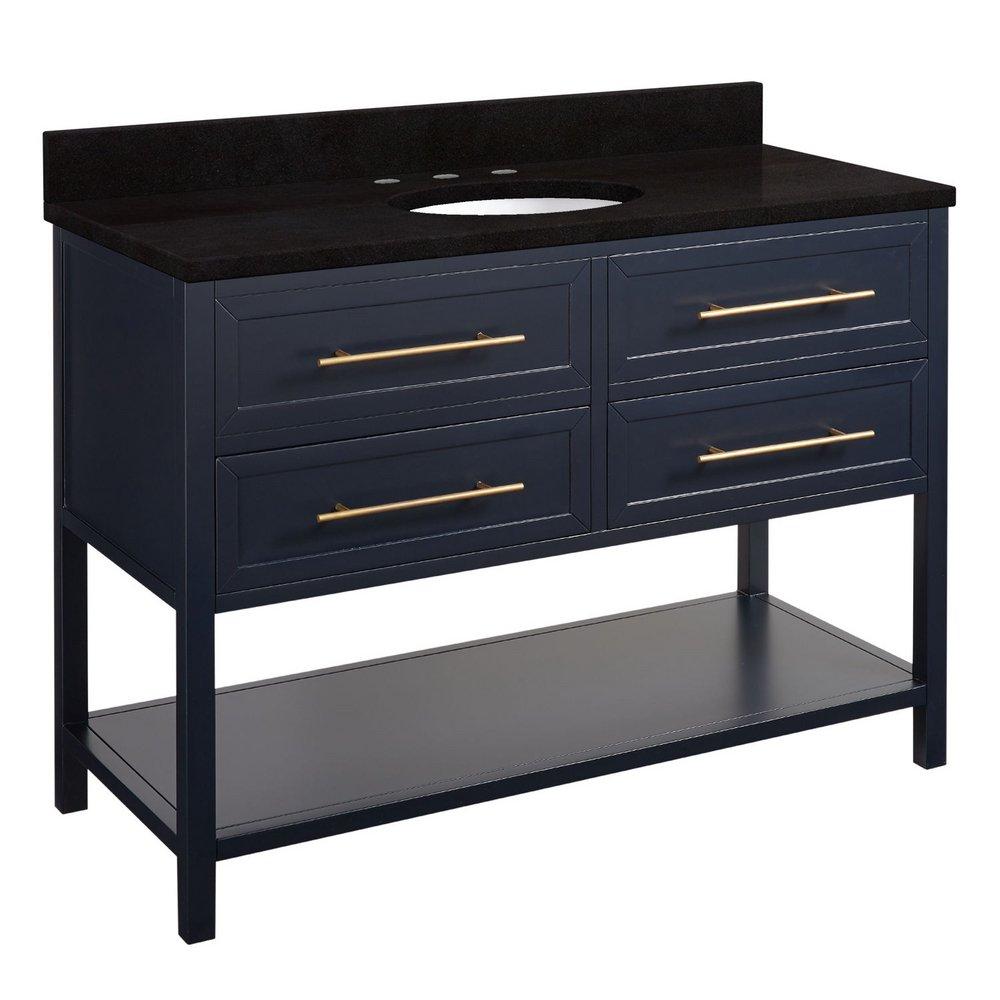 Signature Hardware Midnight Navy Blue 48 in. Floor Mount Vanity 