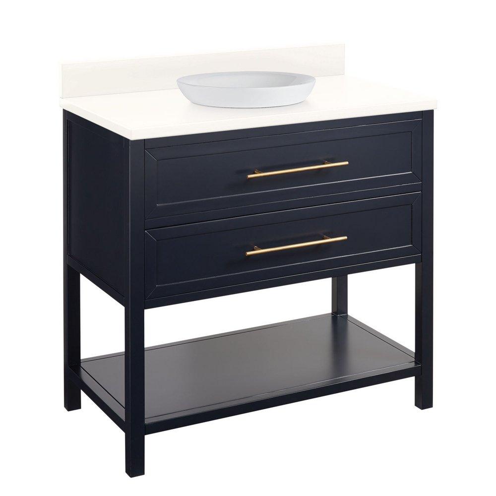 Signature Hardware Midnight Navy Blue 36 in. Floor Mount Vanity 