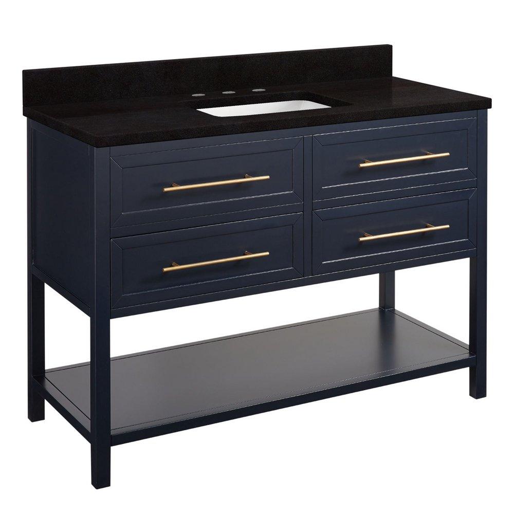 Signature Hardware Midnight Navy Blue 48 in. Floor Mount Vanity 