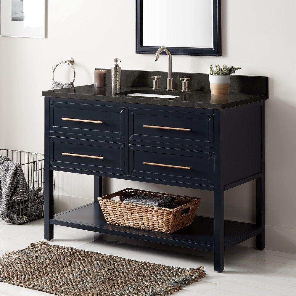 Signature Hardware Midnight Navy Blue 48 in. Floor Mount Vanity 