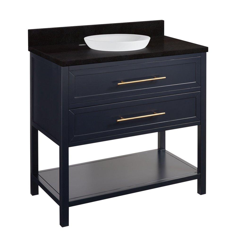 Signature Hardware Midnight Navy Blue 36 in. Floor Mount Vanity 