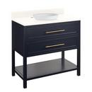 36 in. Floor Mount Vanity in Midnight Navy Blue with Arctic White