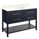 Signature Hardware Midnight Navy Blue 48 in. Floor Mount Vanity in Midnight Navy Blue with Arctic White 