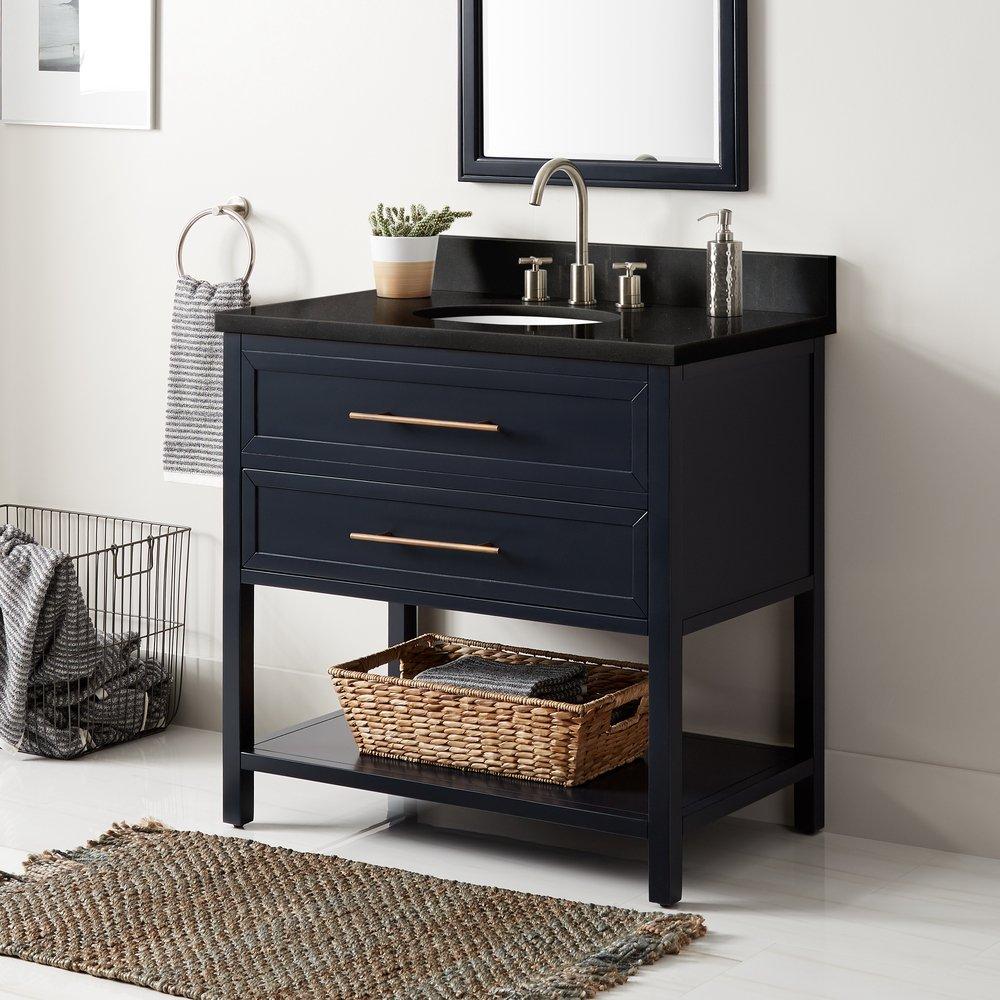Signature Hardware Midnight Navy Blue 36 in. Floor Mount Vanity 