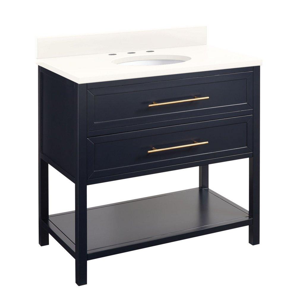 Signature Hardware Midnight Navy Blue 36 in. Floor Mount Vanity 