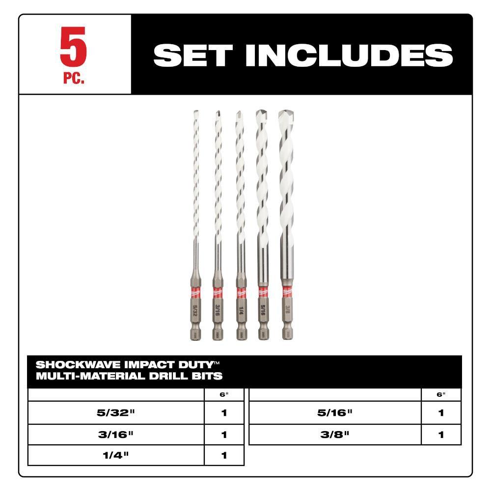 5 PC CARB MULTI-MAT DRILL BIT KIT 