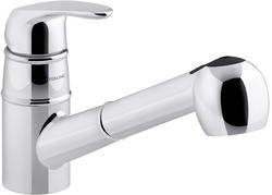 Single Handle Pull Out Kitchen Faucet in Polished Chrome