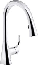 Single Handle Pull Down Kitchen Faucet in Polished Chrome