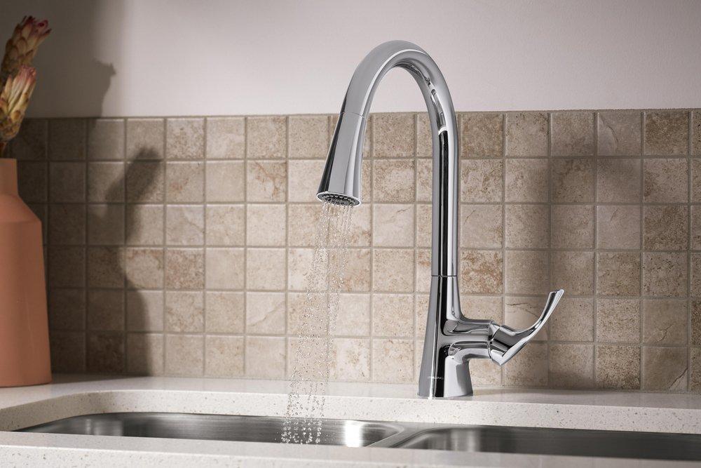 Sterling Polished Chrome Pull Down Kitchen Faucet 