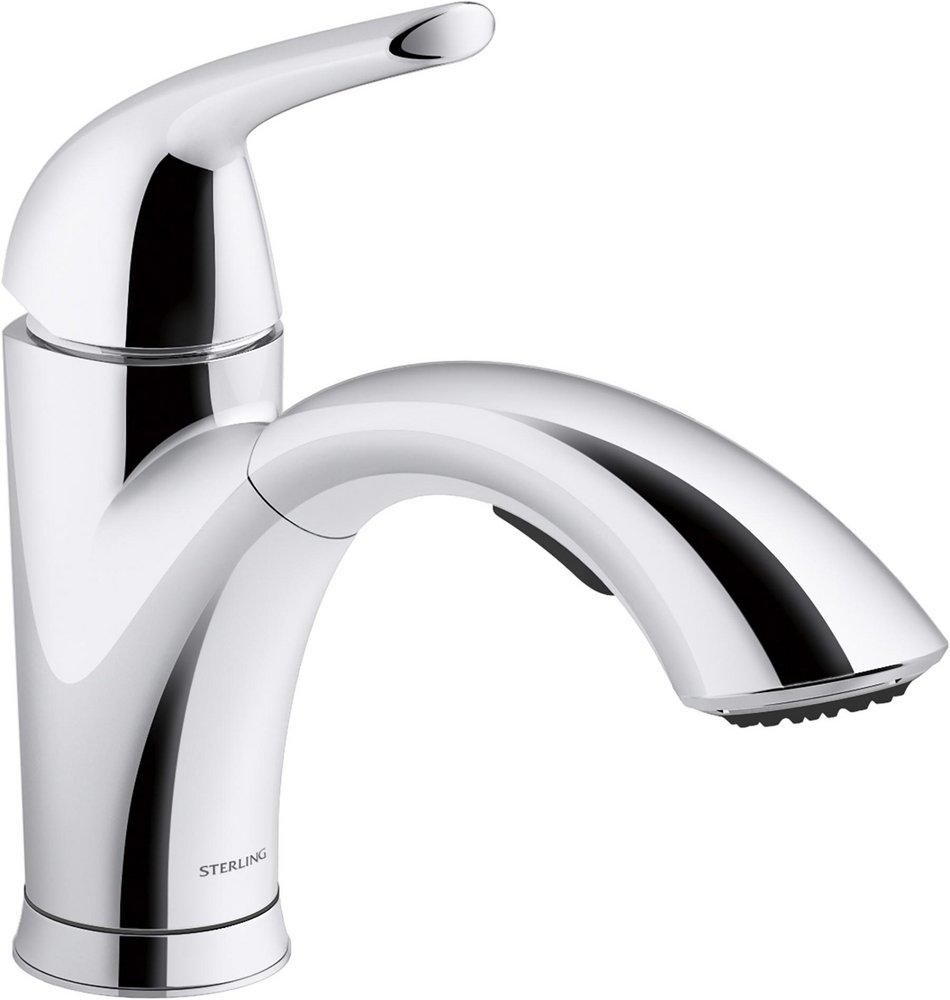 Sterling Polished Chrome Single Handle Pull Out Kitchen Faucet 