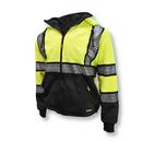 DEWALT Black Polyester Reusable Deluxe Zip Front Hooded Sweatshirt in Black and Hi-Viz Green 