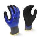 Size L Plastic Automotive and Construction Full Dipped Waterproof Work Reusable Gloves in Blue and Black