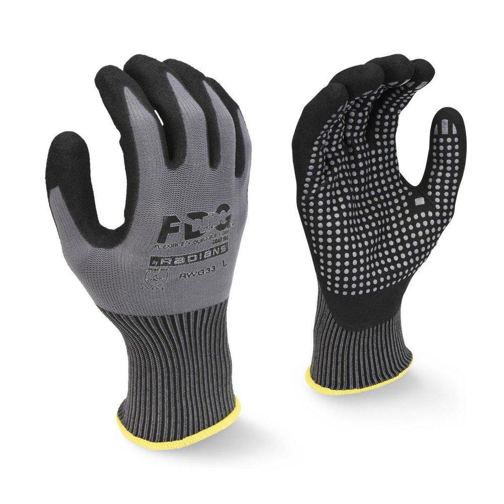 Radians Grey Plastic and Rubber Automotive and Construction Reusable Gloves in Grey and Black 