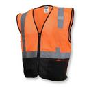 Size 4X Polyester Mesh Reusable Economy Safety Vest in Black and Hi-Viz Orange