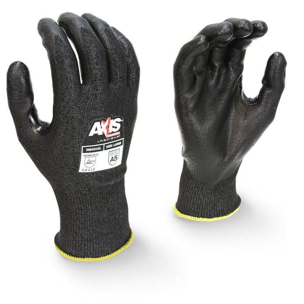 Radians Black Foam NBR Coated Plastic and Stainless Steel Touchscreen Reinforced Thumb Crotch Work Reusable Gloves in Black and Grey 