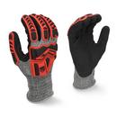 Radians Grey Sandy Nitrile Coated Fiberglass and Plastic Automotive and Bottling Cut Protection Level A5 Work Reusable Gloves in Salt & Pepper and Black 