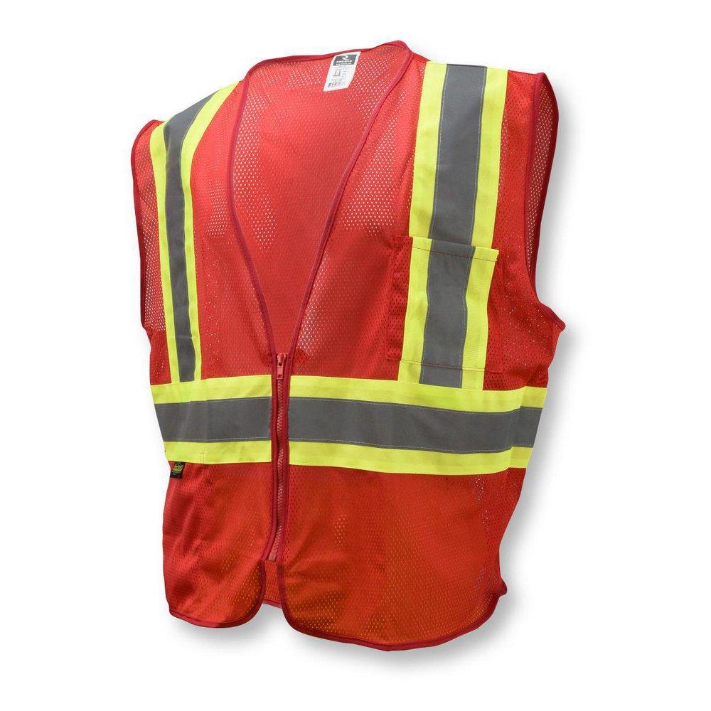 Radians Red Size M Polyester Mesh Reusable Economy Safety Vest 
