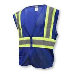 Size M Polyester Mesh Reusable Economy Safety Vest in Blue
