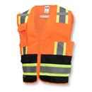 Size 5X Polyester Reusable Two Tone Surveyor Safety Vest in Black and Hi-Viz Orange