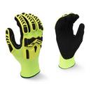 Size S Plastic and Rubber Automotive and Bottling Work Reusable Gloves in Hi-Viz Yellow and Black
