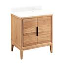 30 in. Floor Mount Vanity in Natural Teak with Feathered White