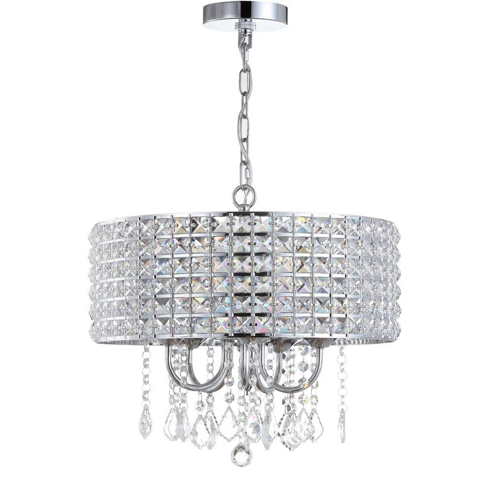 5 Light 17" Wide LED Drum Chandelier with Clear Crystal Shade 