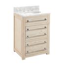 24 in. Floor Mount Vanity in Whitewash, Carrara with Chrome