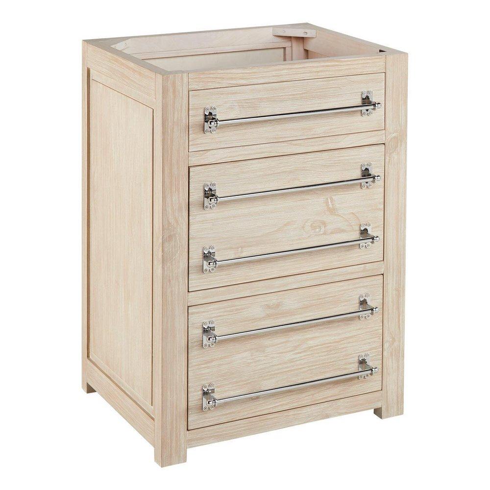 Signature Hardware Whitewash Pine 24 in. Floor Mount Vanity in Whitewash, Riverside Grey with Chrome 