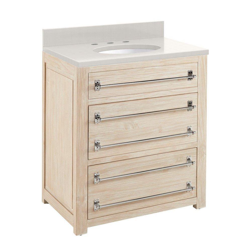 Signature Hardware Whitewash Pine 30 in. Floor Mount Vanity 