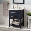 24 in. Floor Mount Vanity in Midnight Navy Blue with Feathered White