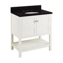 30 in. Floor Mount Vanity in White, Antique Copper with Feathered White