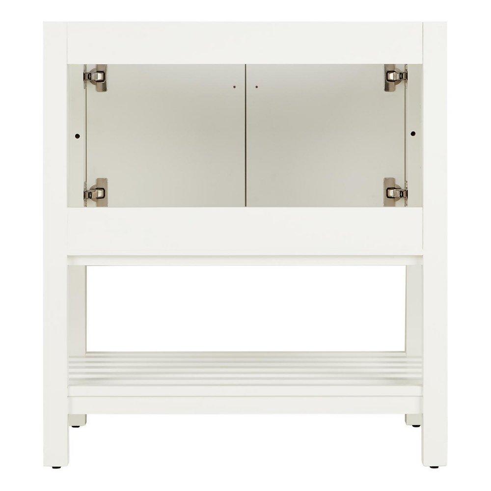 Signature Hardware Soft White 30 in. Floor Mount Vanity in White, Antique Copper with Riverside Grey 