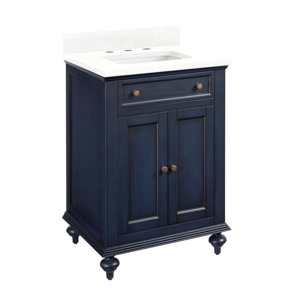 Signature Hardware Rustic Acacia 24 in. Floor Mount Vanity in Rustic Acacia with Riverside Grey 