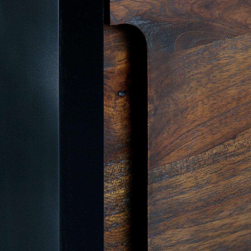 Signature Hardware Java/Black 24-1/4 in. Floor Mount Vanity in Walnut, Black with Riverside Grey 