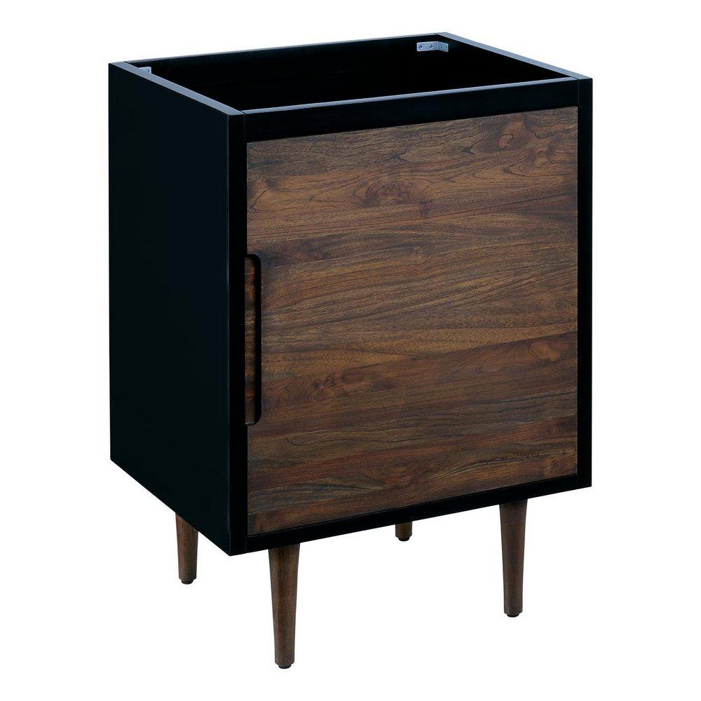 Signature Hardware Java/Black 24-1/4 in. Floor Mount Vanity in Walnut, Black with Riverside Grey 