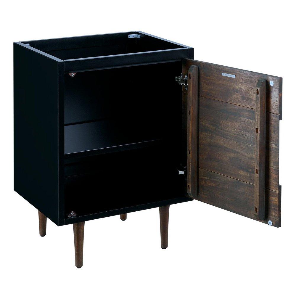 Signature Hardware Java/Black 24-1/4 in. Floor Mount Vanity in Walnut, Black with Riverside Grey 
