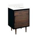 Signature Hardware Java/Black 24-1/4 in. Floor Mount Vanity in Walnut, Black with Riverside Grey 