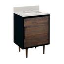 Signature Hardware Java/Black 24-1/4 in. Floor Mount Vanity in Walnut, Black with Riverside Grey 
