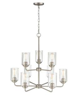 9-Light Chandelier Ceiling Light in Satin Nickel